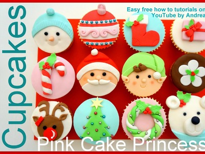 Wishing you a Merry Christmas! Christmas Cupcakes Set - How-to Tutorials by Pink Cake Princess