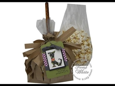 Witches Broom Halloween Popcorn Bags featuring Stampin' Up! products