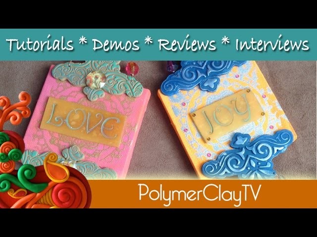 How to make a pretty mixed media inspirational word canvas polymer clay Wall Art Plaque