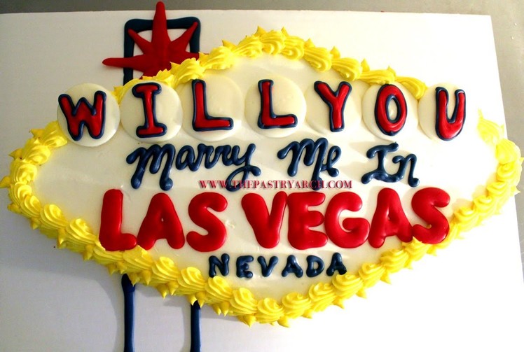 How to make a Welcome to Las Vegas Sign Sin City Engagement Cake!