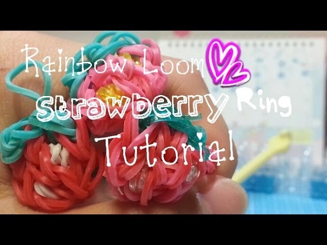Rainbow Loom Strawberry ring tutorial {Crafty Mints}-Inspired by PaperPastel's Strawberry charm!