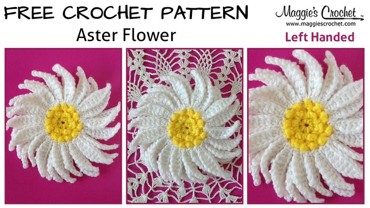 Aster Flower Free Crochet Pattern - Left Handed