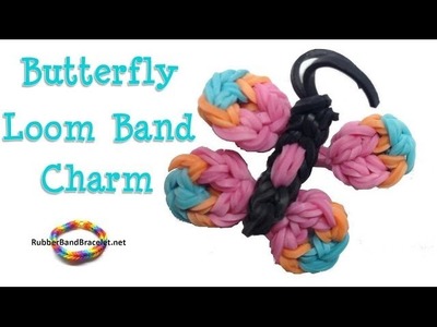 Butterfly Loom Band Charm - Made without Rainbow Loom