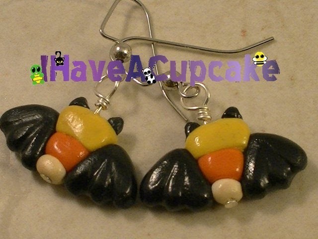 Candy Corn Bat Earrings