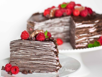 Chocolate Raspberry Crepe Cake