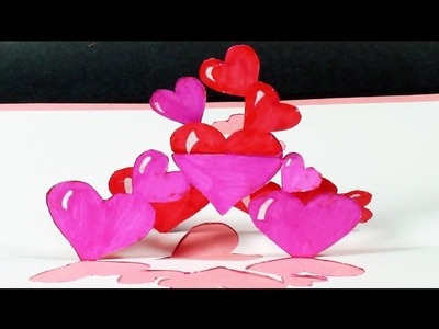 How to make a Tangled Hearts Pop Up Card | FREE Template - (Kirigami) Valentine's Day Greeting Card!