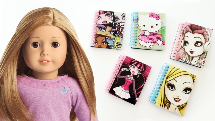 How to make AMERICAN GIRL Spiral notebooks  - Dollhouse DIY - Easy Doll Crafts