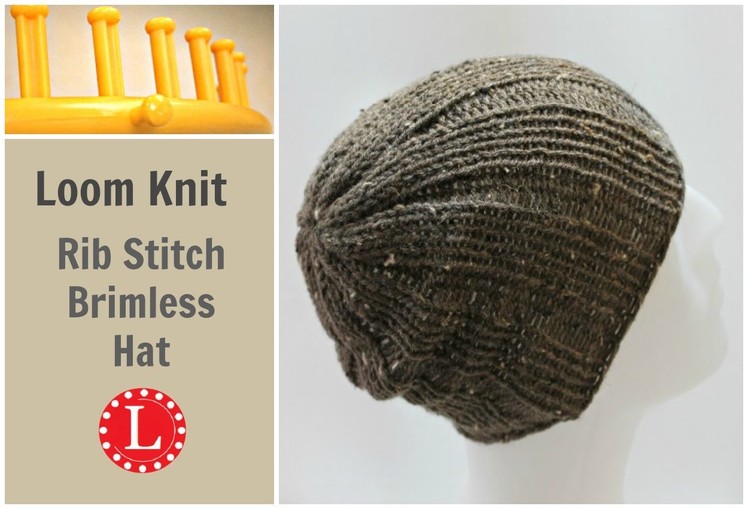 Loom Knitting Hat Rib Stitch Slight Slouch Brimless Beanie for Men and Women.
