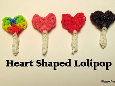 Rainbow Loom Heart Shaped Lollipop Charm - How to - Valentine's Day