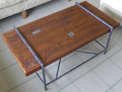 Reclaimed Wood Coffee Table Top with Metal Base