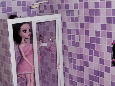 How to make a bathroom (Shower Box) for doll Monster High, Barbie, etc
