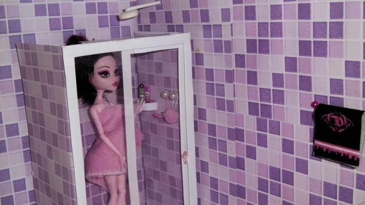 How to make a bathroom (Shower Box) for doll Monster High, Barbie, etc