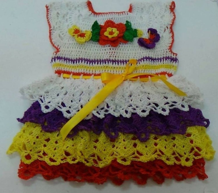 HOW TO MAKE CROCHET BABY DRESS WITH LACY SLEEVE-(PART-5)