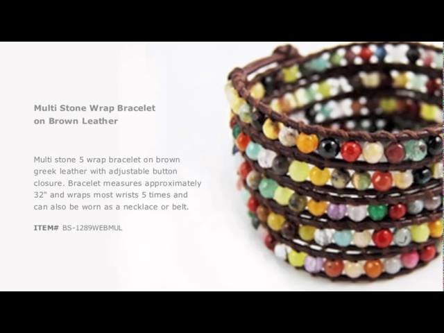 Multi Stone Wrap Bracelet on Brown Leather - Chan Luu