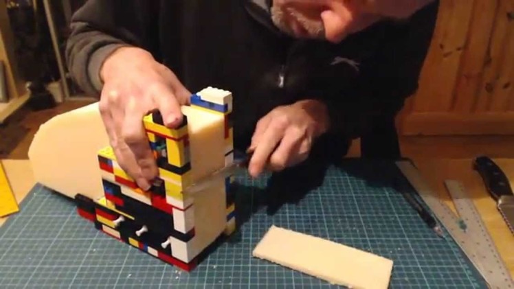 Precision cutting polystyrene (styrofoam) with Lego