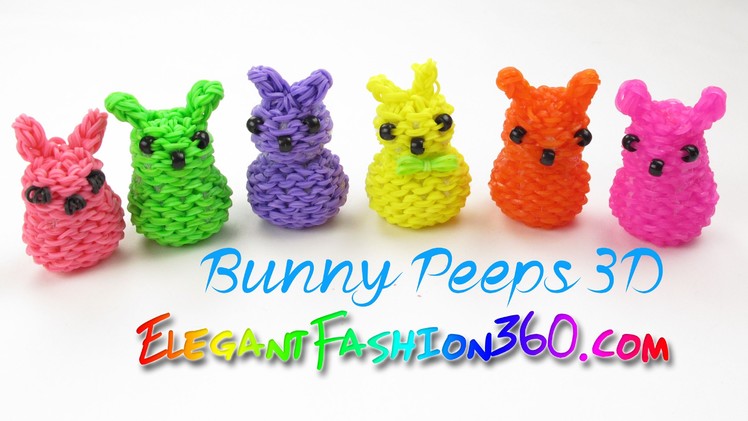 Rainbow Loom Marshmallow Bunny Peeps 3D Charm - How to Loom Bands