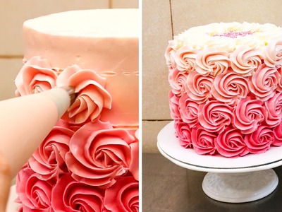 Swirl Buttercream Rosettes Cake - How To by CakesStepbyStep