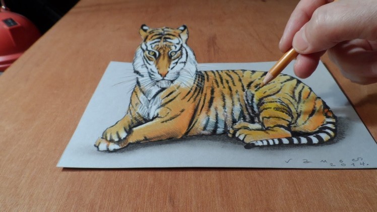 Trick Art, Watch my Draw a 3D Tiger