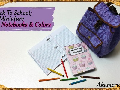 Back To School; Miniature Notebooks & Pencils - Polymer clay.Paper Tutorial