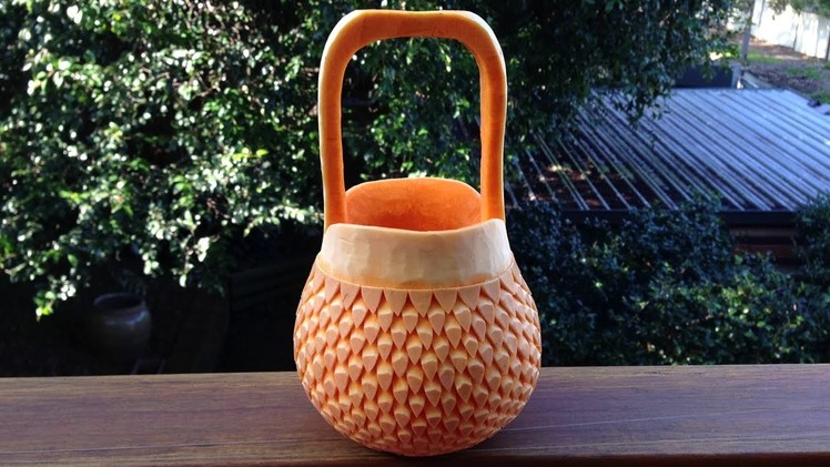 Beautiful Handbag Basket Pumpkin - Int Lesson 7 By Mutita The Art Of Fruit And Vegetable Carving