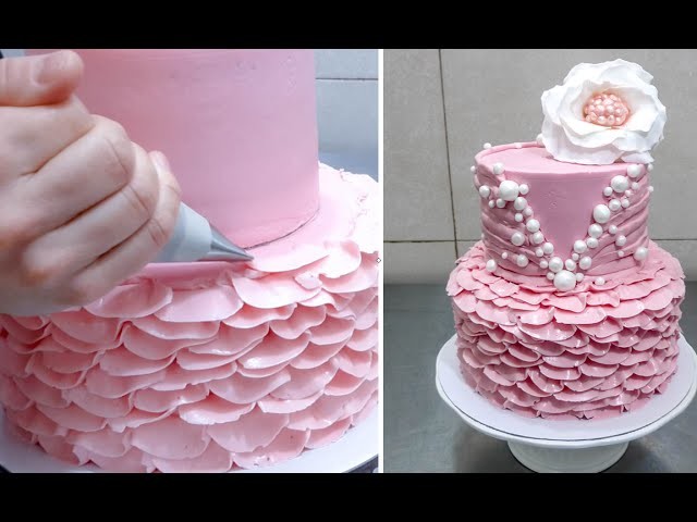 Buttercream Ruffle Cake Decoration - How To by CakesStepbyStep