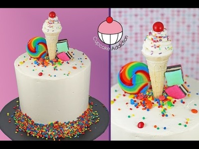 Classic Birthday Cake with a Standing Ice Cream Illusion - My Cupcake Addiction