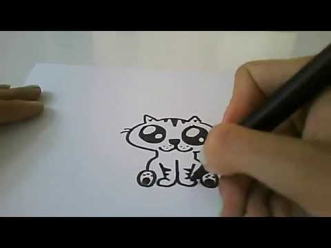 Easy Cartoon Drawing: How To Draw A Cute Cartoon Cat! By: CATH3L1JN3