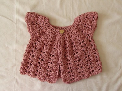 How to crochet a pretty shell stitch cardigan. sweater - baby and girl's sizes