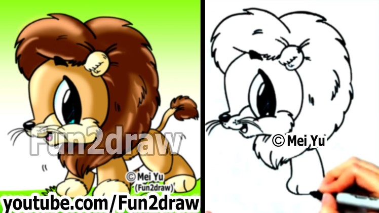 How to Draw Easy - How to Draw a Lion (CUTE!) - Draw Animals - Fun2draw