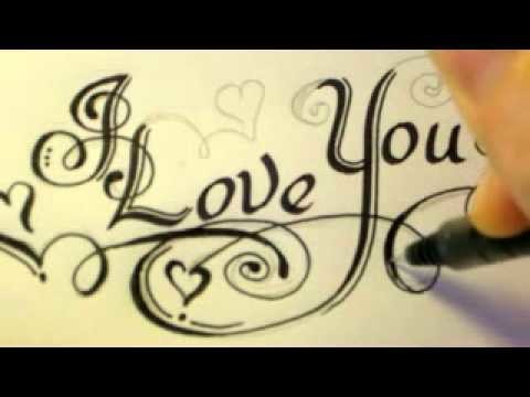 How To Draw Fancy Swirly Italic LOVE YOU Letters