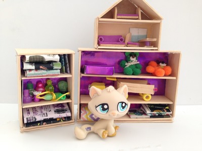 How to make LPS accessories: Bookshelf & Dollhouse & Toys: LPS furniture