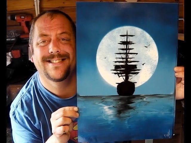 How to Spray Paint Art - Moonlight Ship