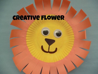 Leon hecho con plato de papel - Creative Flower