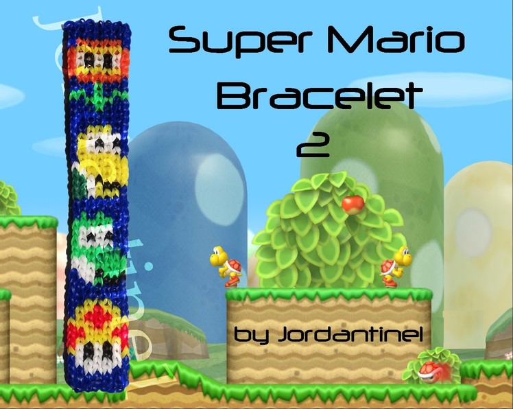 New Super Mario Bros Bracelet - Alpha Loom. Rainbow Loom - Fire Flower, Koopa, Yoshi, Mushroom
