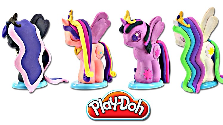 Play doh MY LITTLE PONY Make N' Style Ponies #3 | Princess Celestia, Luna, Twilight Sparkle, Cadance
