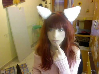 Playing with cat ears  neko moving cosplay ears