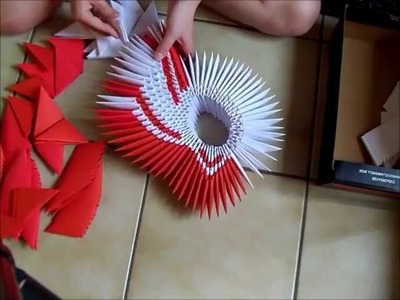 3d origami big red winged swan part 1