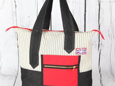 Britannia 2 - Hand bag.zip closure, mitred handles. DIY Bag Vol 15B