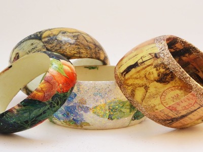 DIY Decoupaged Wooden Bangle Bracelets