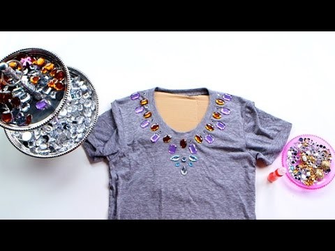 DIY Fashion | Jeweled Tee Shirt Collar