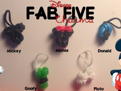 EASY Rainbow Loom Disney Fab Five Mini Charms | Mickey, Minnie, Goofy, Donald, & Pluto