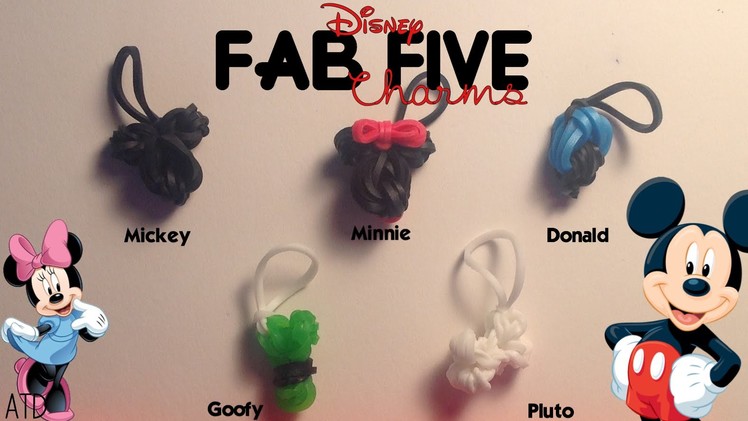 EASY Rainbow Loom Disney Fab Five Mini Charms | Mickey, Minnie, Goofy, Donald, & Pluto