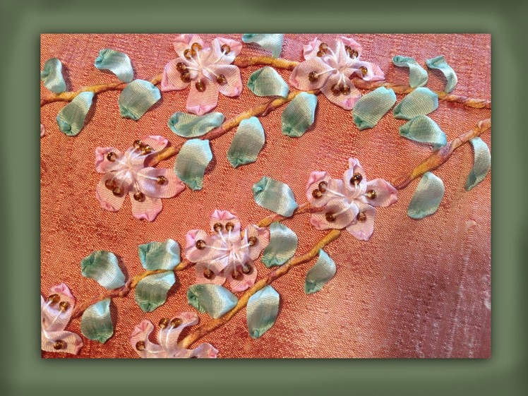 How to embroider silk ribbon cherry blossom flowers
