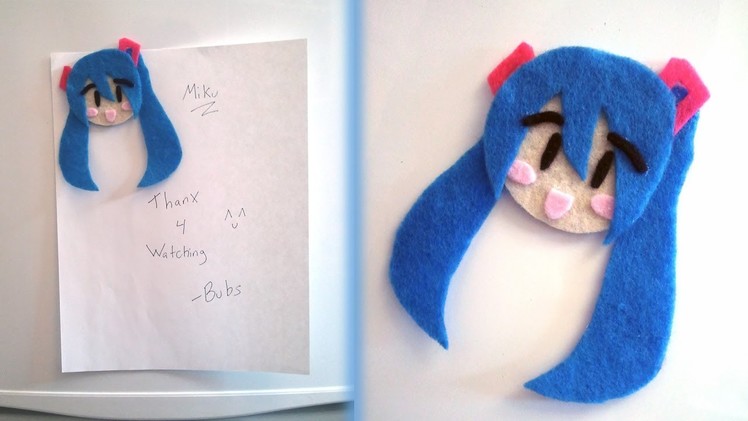 How to Make a Chibi Hatsune Miku Magnet from felt tutorial