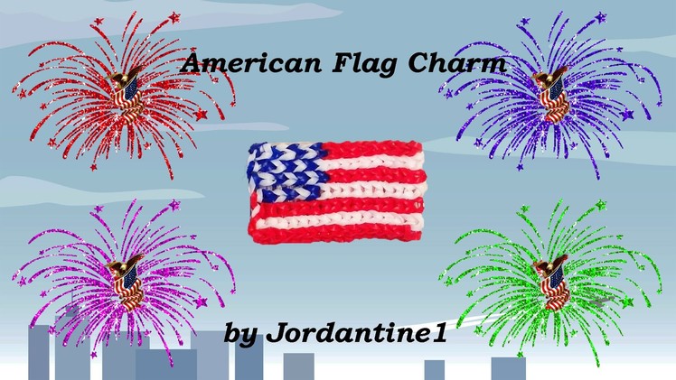 New American Flag Charm - How To Read A Grid Pattern - Alpha Loom Bands - Shown On Rainbow Loom