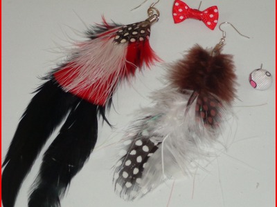 Paso a paso de como hacer aretes con  plumas,step by step how to make feather earrings