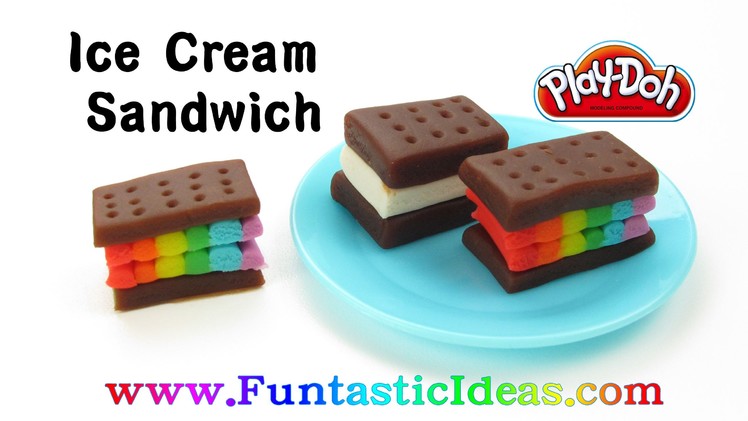 Play Doh Rainbow Ice Cream Sandwich - How to with playdough.Easy DIY Kids