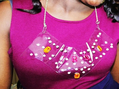 DIY jewellery PVC transparent rhinestone bib necklace