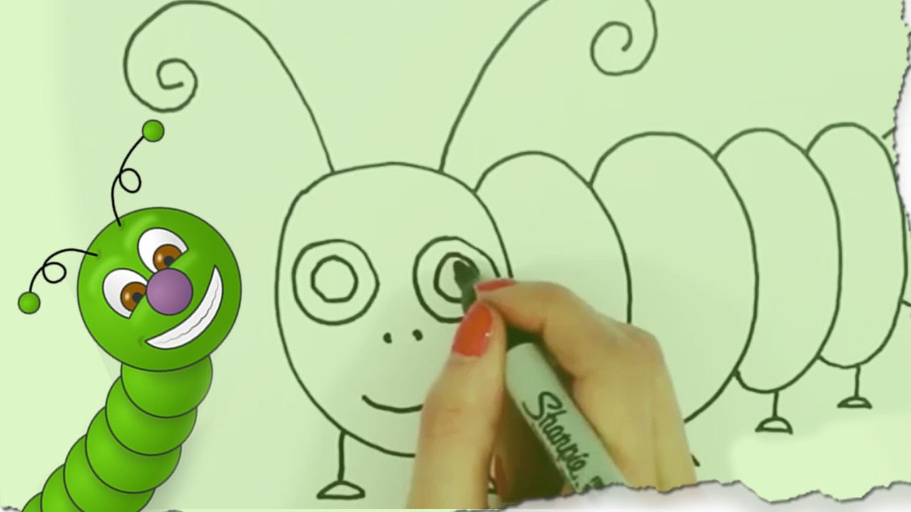 How to Draw a Caterpillar by HooplaKidz Doodle, Drawing