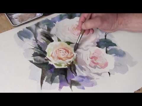 How To Paint Watercolour White Roses by Trevor Waugh